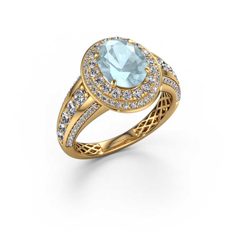 Bild von Verlobungsring Nancie 585 Gold Aquamarin 9x7 mm