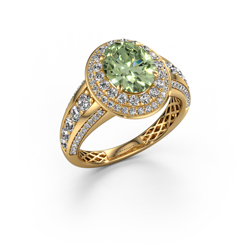 Bild von Verlobungsring Nancie 585 Gold Grüner Labor-Diamant 9x7 mm