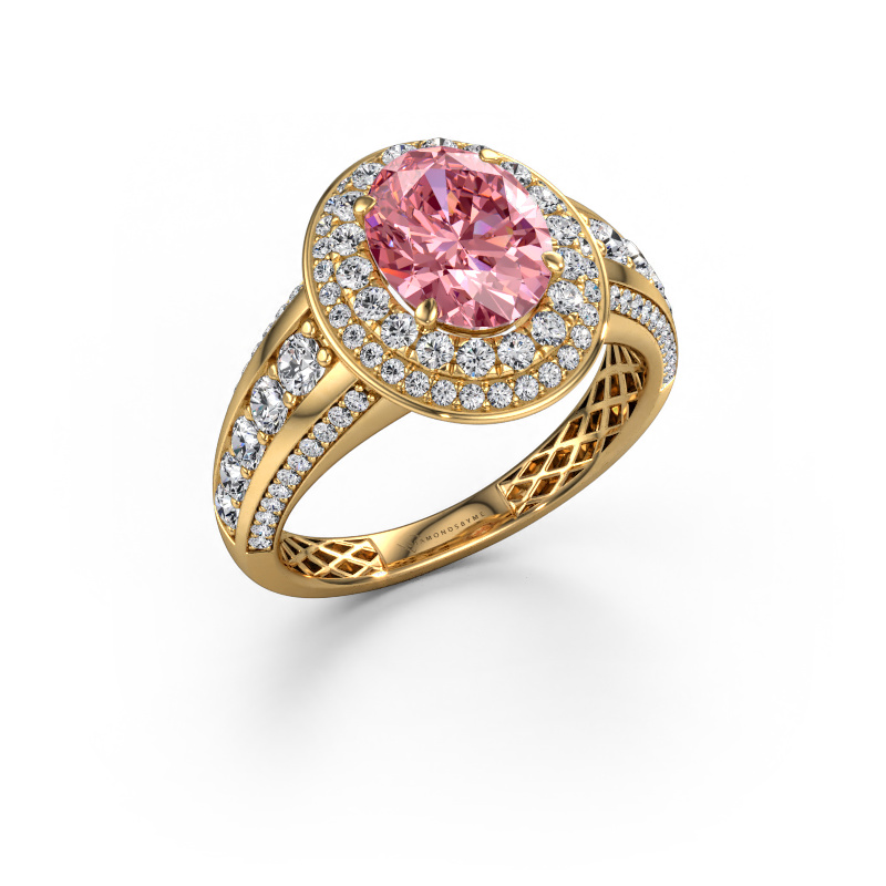 Image of Engagement ring Nancie 585 gold Pink lab grown diamond 9x7 mm