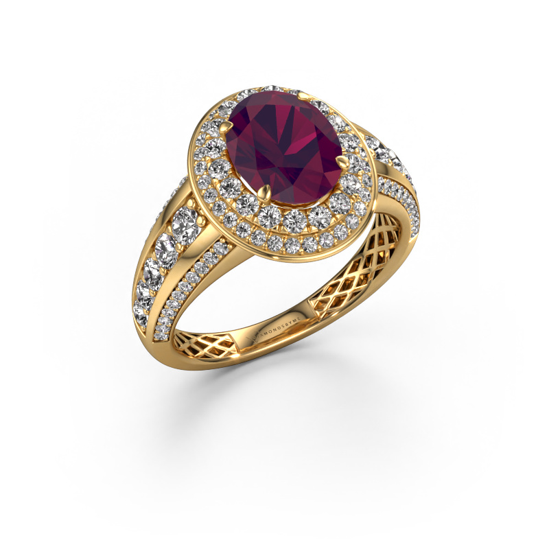 Image of Engagement ring Nancie 585 gold Rhodolite 9x7 mm