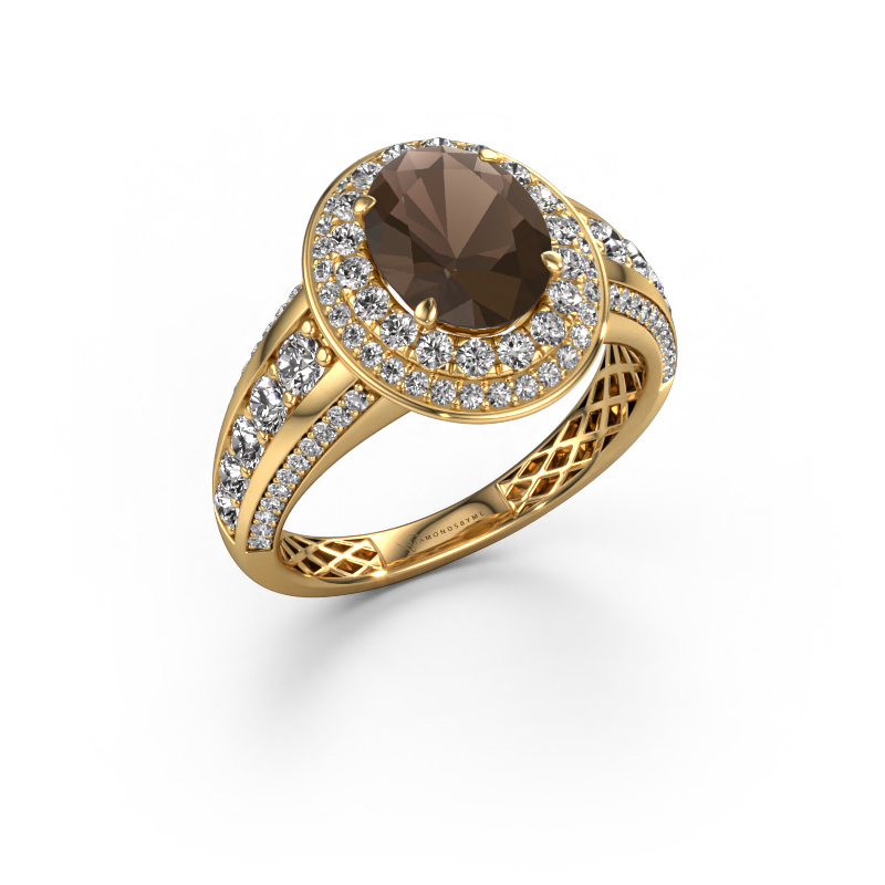 Image of Engagement ring Nancie 585 gold Smokey quartz 9x7 mm