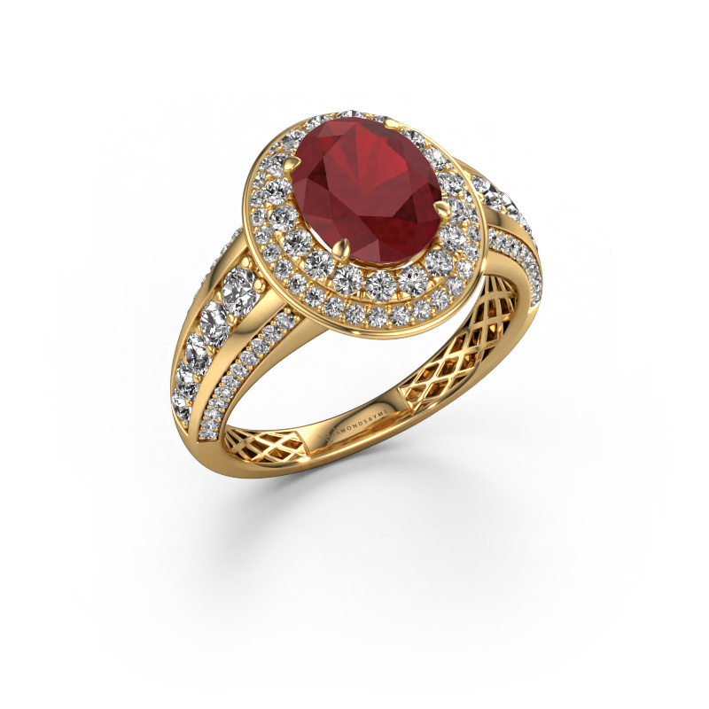 Image of Engagement ring Nancie 585 gold Ruby 9x7 mm
