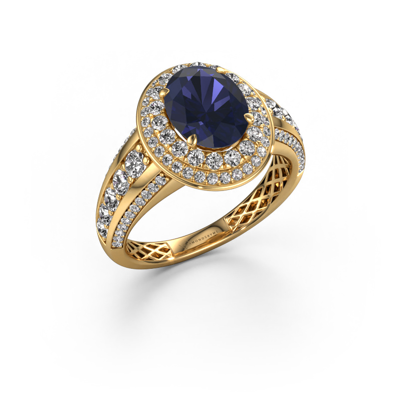 Image of Engagement ring Nancie 585 gold Sapphire 9x7 mm