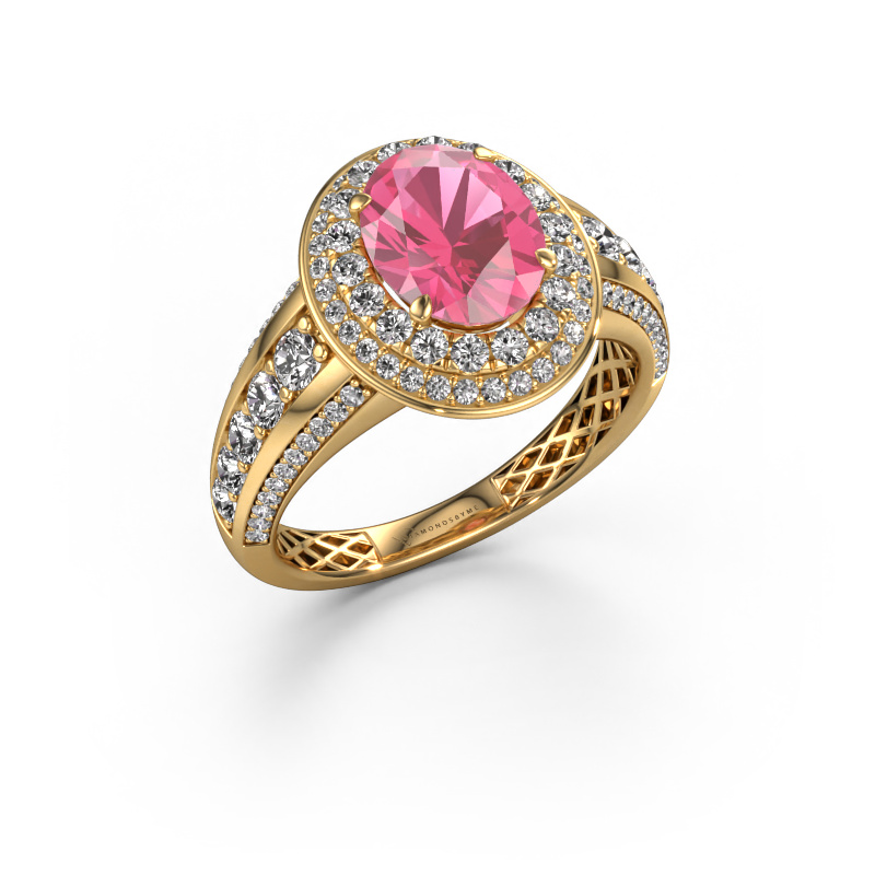 Image de Bague de fiançailles Nancie 585 or jaune Saphir rose 9x7 mm