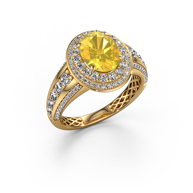 Image of Engagement ring Nancie 585 gold Yellow sapphire 9x7 mm