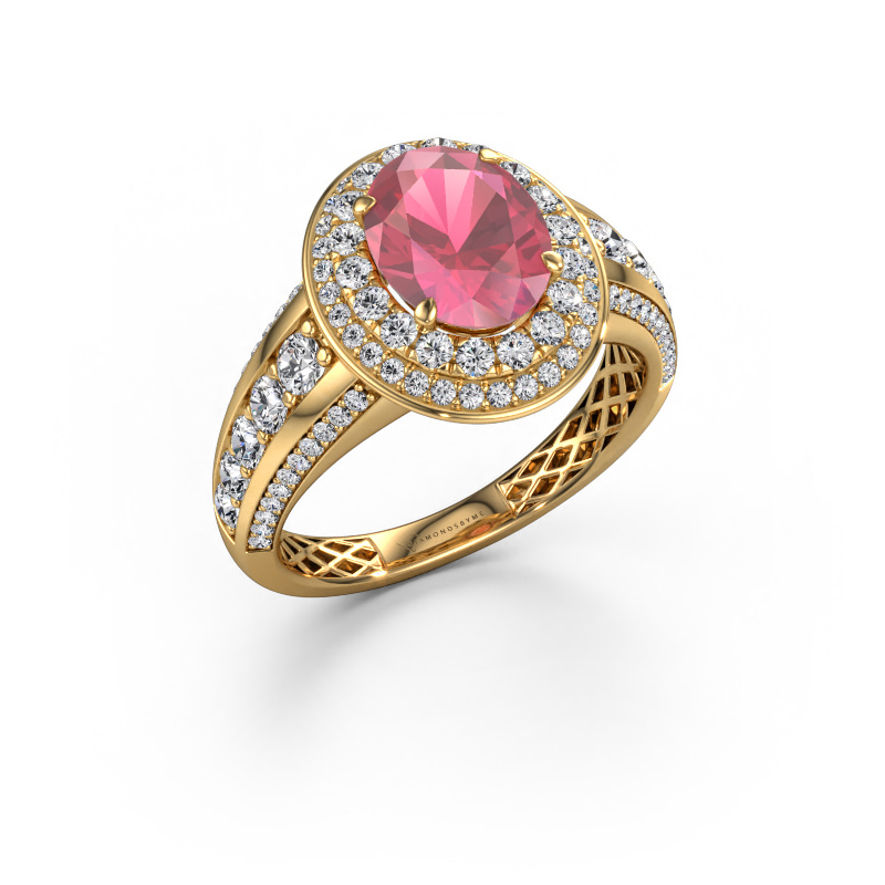 Image of Engagement ring Nancie 585 gold Tourmaline pink 9x7 mm