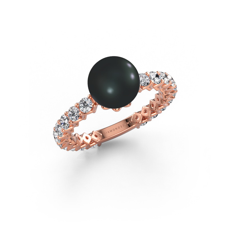 Bild av Ring Nele 585 roséguld Svart pärla 8 mm