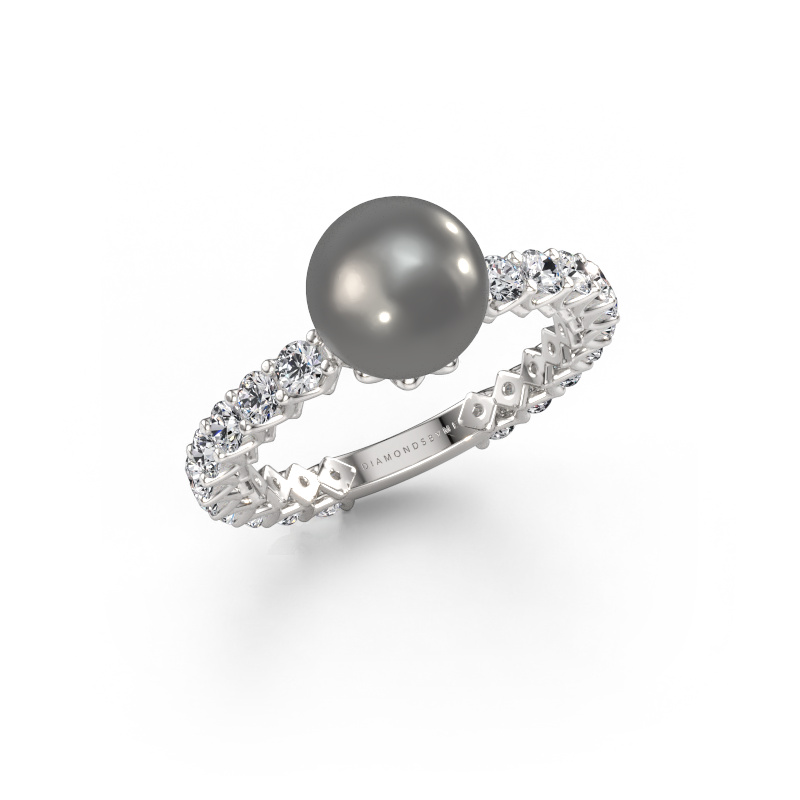 Immagine di Anello Nele 585 oro bianco Perla grigia 8 mm