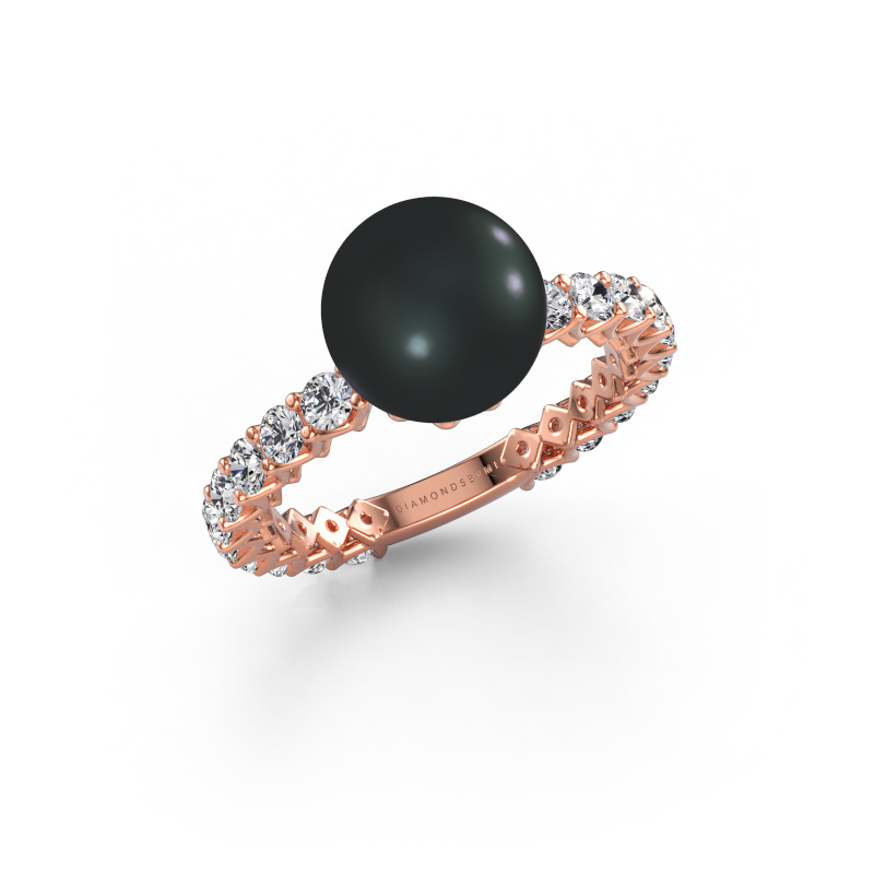 Bild von Ring Nele 585 Roségold Schwarz Perle 9 mm