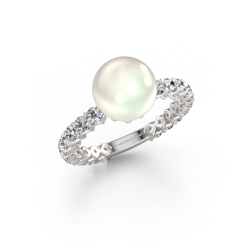 Bild von Ring Nele 585 Weißgold Weiße Perl 9 mm