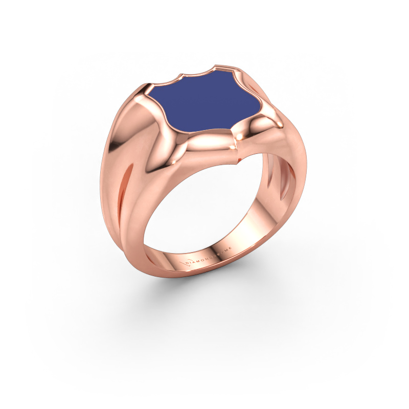 Bild av Signetring Nevin 585 roséguld Blå emalj 12x12 mm
