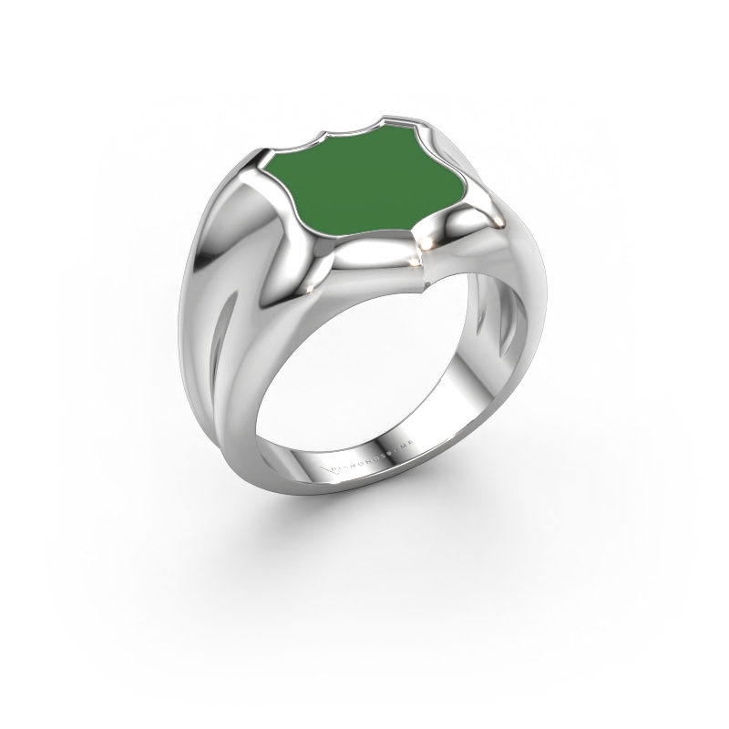Bild von Siegelring Nevin 950 Platin Grüne Emaille 12x12 mm
