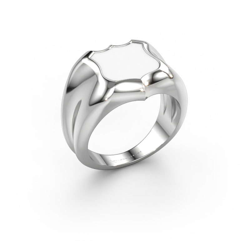 Afbeelding van Zegelring Nevin 585 Witgoud Witte emaille 12x12 mm