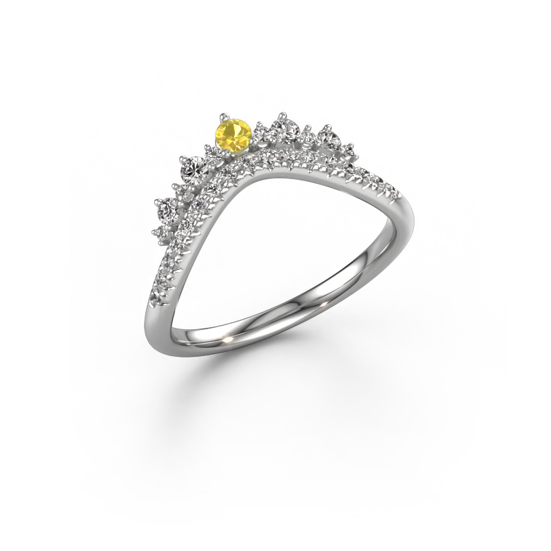 Image of Stackable ring Nica C 585 white gold Yellow sapphire 2.4 mm