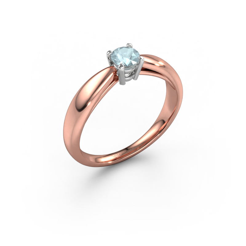 Image de Bague de fiançailles Nichole 585 or rose Aigue-marine 4.2 mm