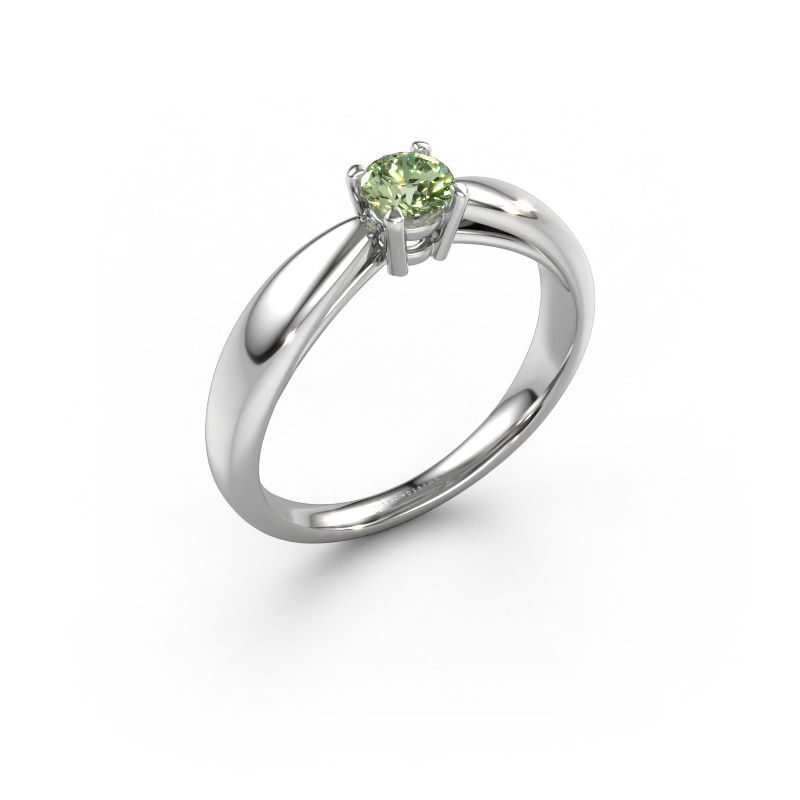 Image of Engagement ring Nichole 585 white gold Green lab grown diamond 4.2 mm