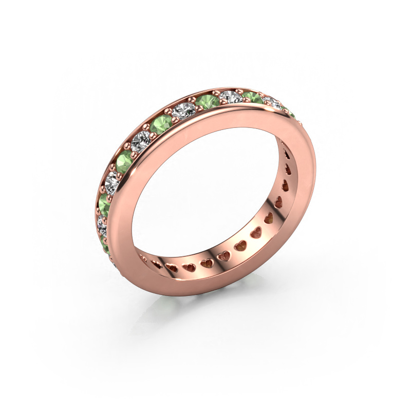 Image of Stackable ring Nienke 585 rose gold Tourmaline green 2.2 mm