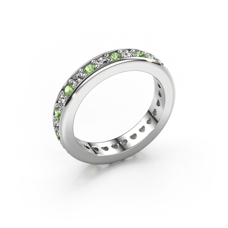 Image of Stackable ring Nienke 585 white gold Tourmaline green 2.2 mm