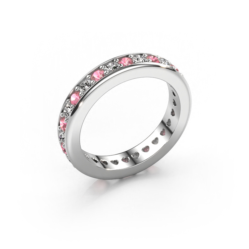 Image de Bague superposable Nienke 585 or blanc Rose tourmaline 2.2 mm
