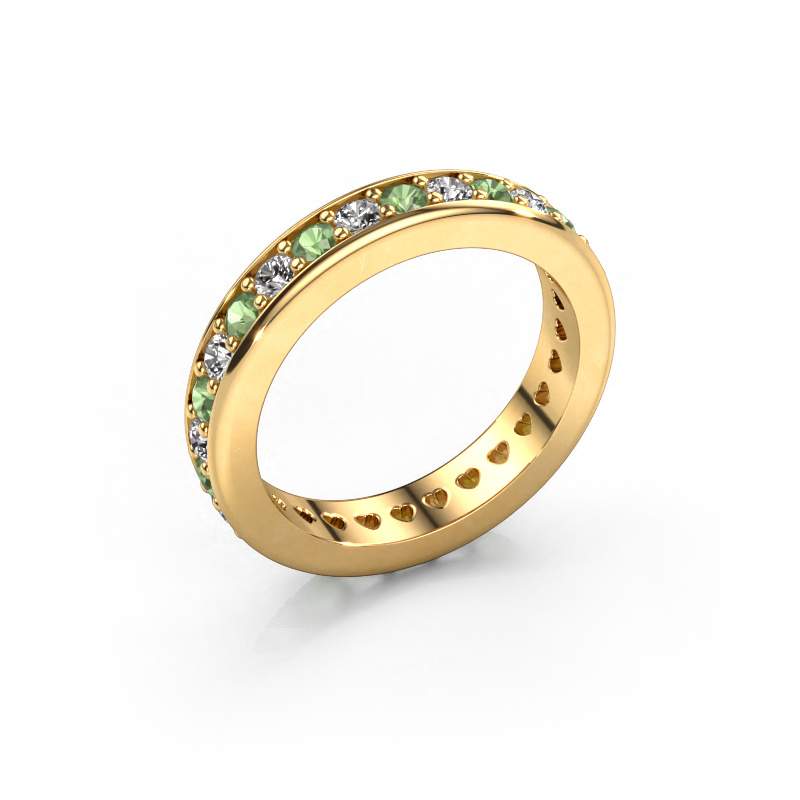 Image of Stackable ring Nienke 585 gold Tourmaline green 2.2 mm