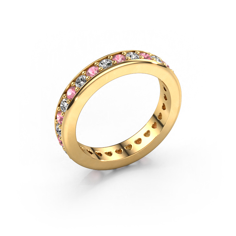 Image of Stackable ring Nienke 585 gold Tourmaline pink 2.2 mm