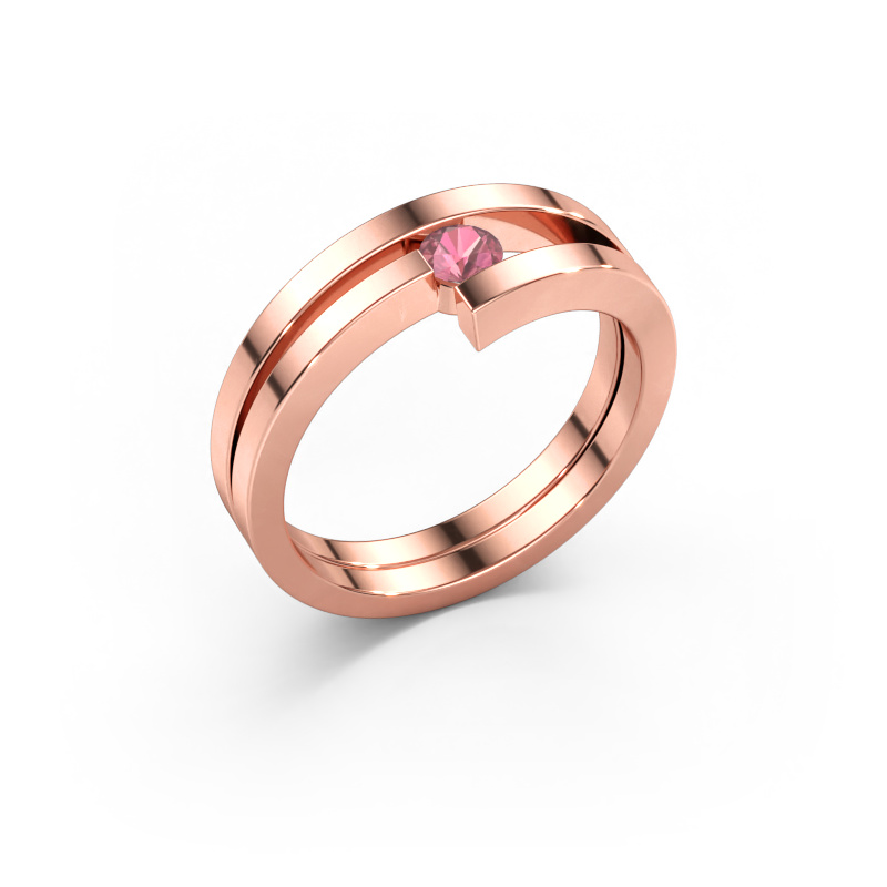 Immagine di Anello Nikia 585 oro rosa Tormalina rosa 3.4 mm