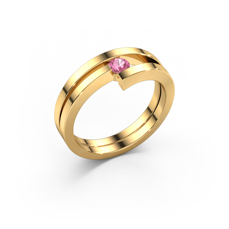 Image de Bague Nikia 585 or jaune Saphir rose 3.4 mm