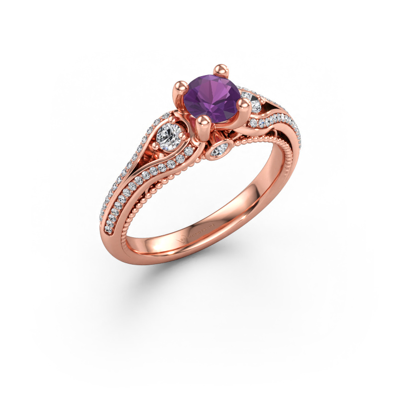 Immagine di Anello di fidanzamento Nikita 585 oro rosa Ametista 5 mm
