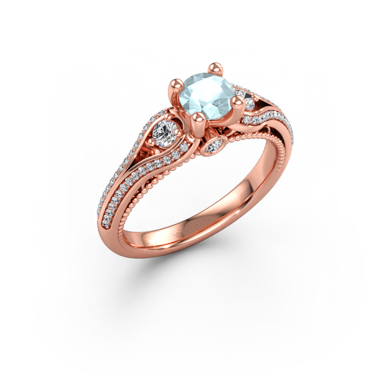 Immagine di Anello di fidanzamento Nikita 585 oro rosa Acquamarina 5 mm