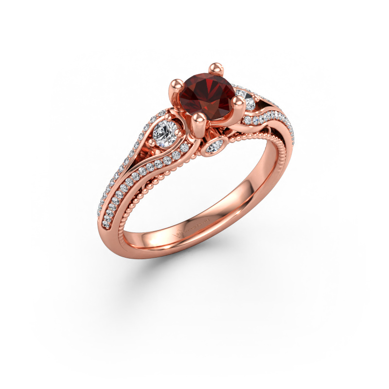 Immagine di Anello di fidanzamento Nikita 585 oro rosa Granato 5 mm