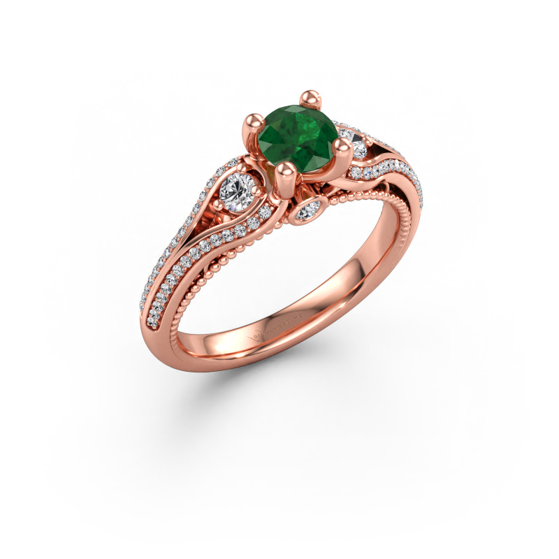 Immagine di Anello di fidanzamento Nikita 585 oro rosa Smeraldo 5 mm