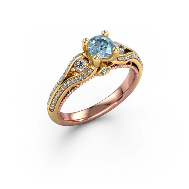 Image of Engagement ring Nikita 585 rose gold Blue lab grown diamond 5 mm