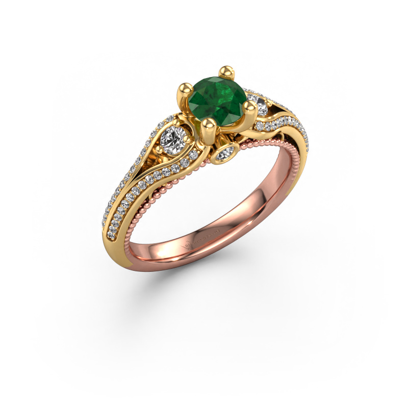 Image of Engagement ring Nikita 585 rose gold Emerald 5 mm