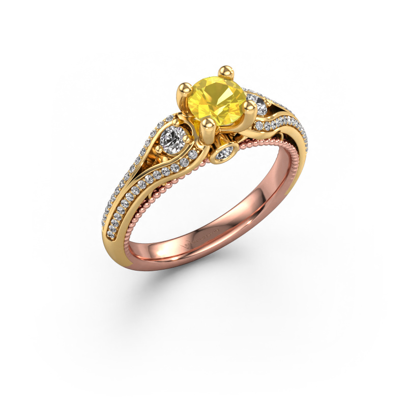 Image of Engagement ring Nikita 585 rose gold Yellow sapphire 5 mm
