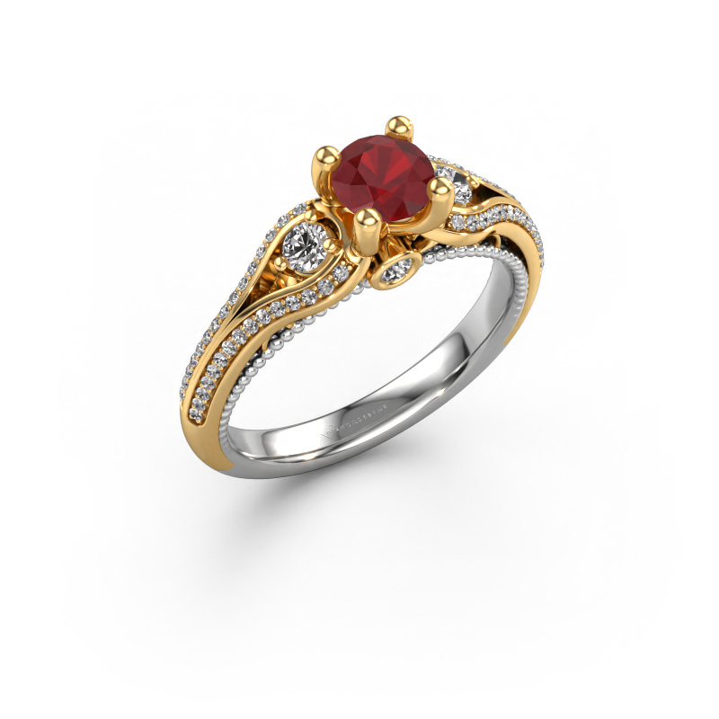 Image of Engagement ring Nikita 585 white gold Ruby 5 mm