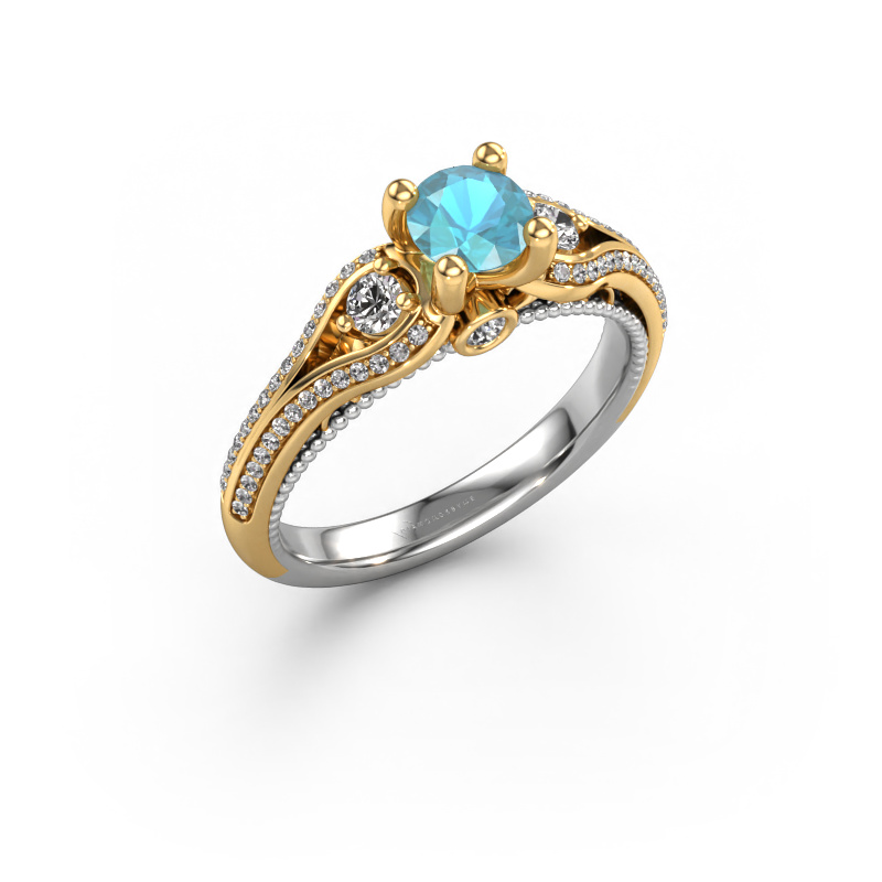Image of Engagement ring Nikita 585 white gold Blue topaz 5 mm