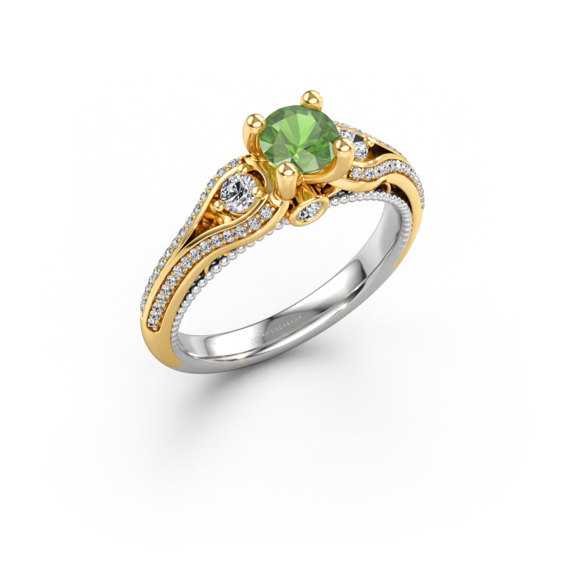 Immagine di Anello di fidanzamento Nikita 585 oro bianco Tormalina verde 5 mm