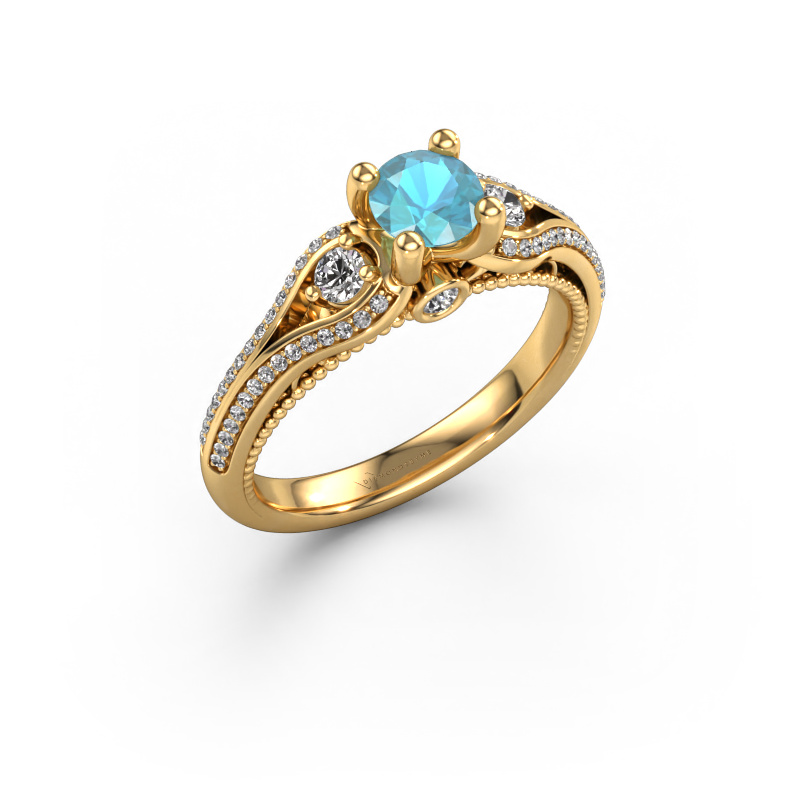 Bild von Verlobungsring Nikita 585 Gold Blau Topas 5 mm