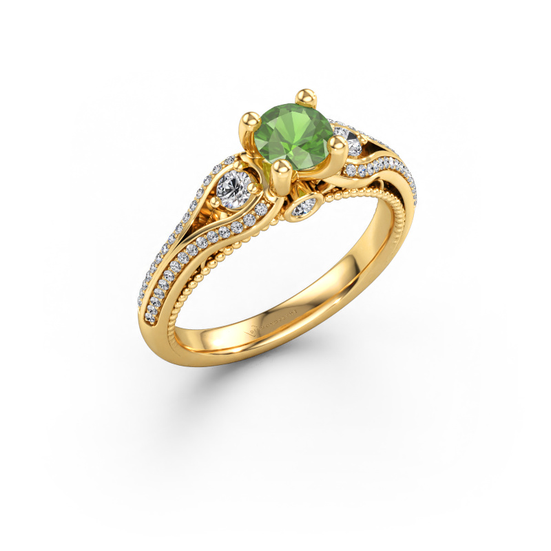 Bild von Verlobungsring Nikita 585 Gold Turmalin grün 5 mm