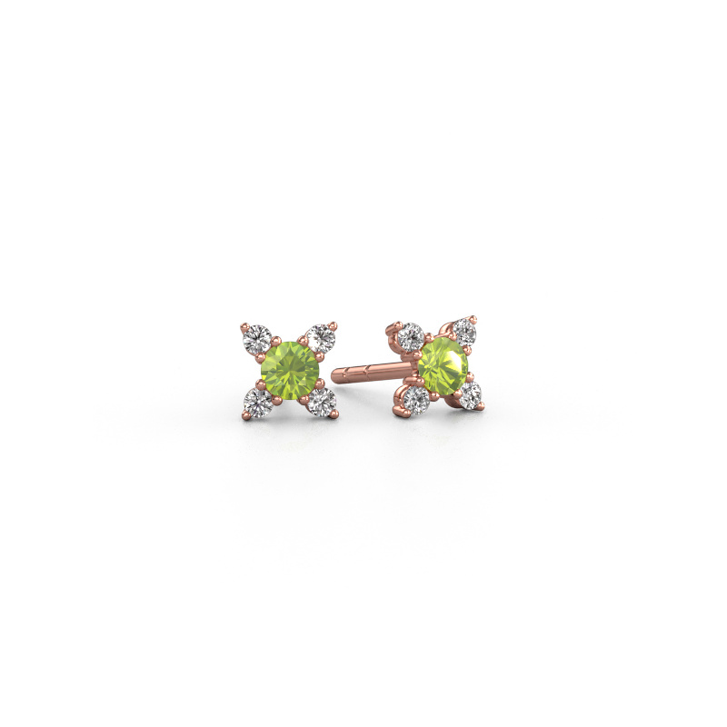 Image of Earrings Nina 585 rose gold Peridot 3 mm