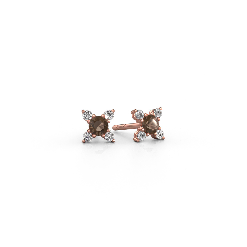 Image of Earrings Nina 585 rose gold Smokey quartz 3 mm