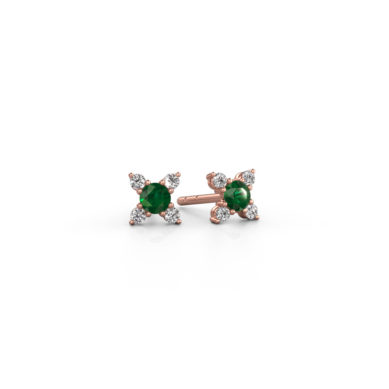 Image of Earrings Nina 585 rose gold Emerald 3 mm