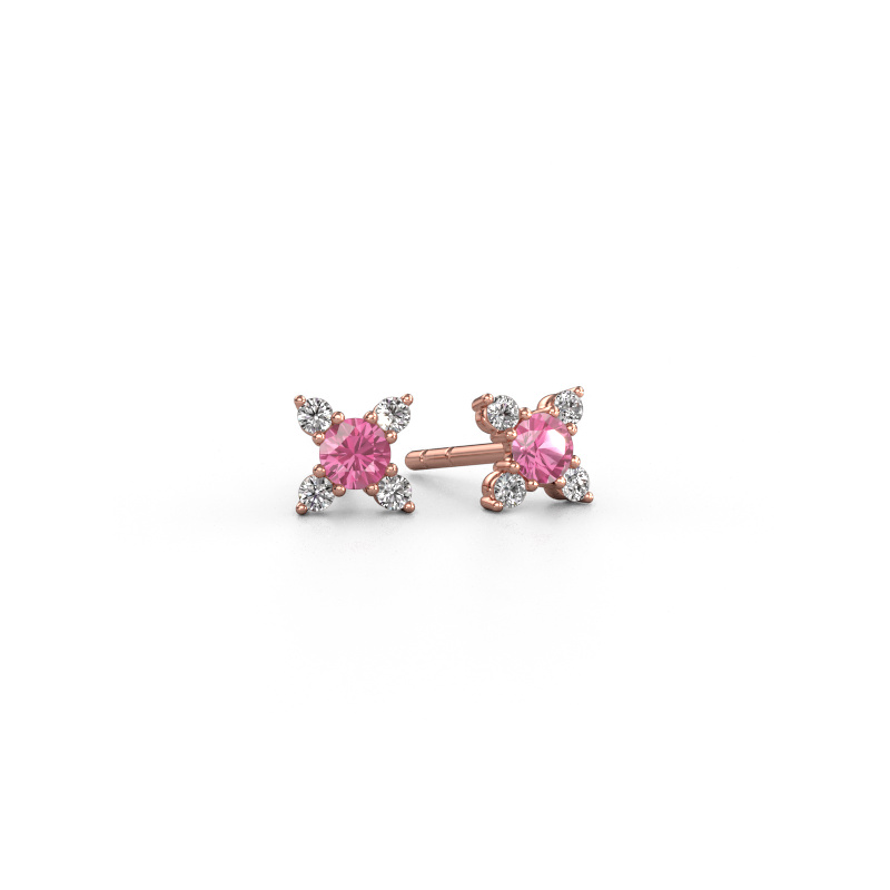 Image of Earrings Nina 585 rose gold Pink sapphire 3 mm