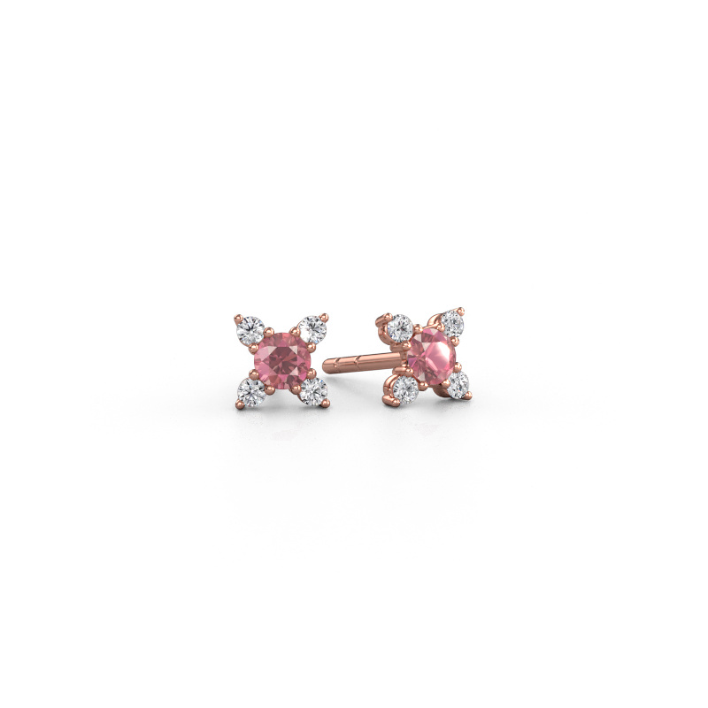 Image de Boucles d'oreilles Nina 585 or rose Rose tourmaline 3 mm