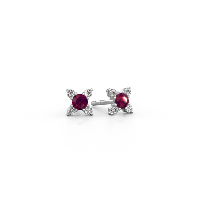 Image of Earrings Nina 585 white gold Rhodolite 3 mm