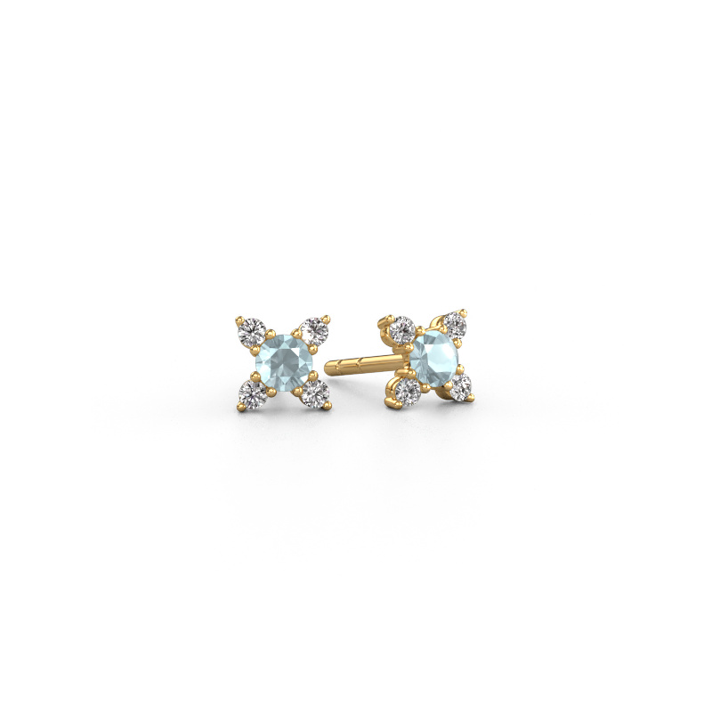 Image de Boucles d'oreilles Nina 585 or jaune Aigue-marine 3 mm