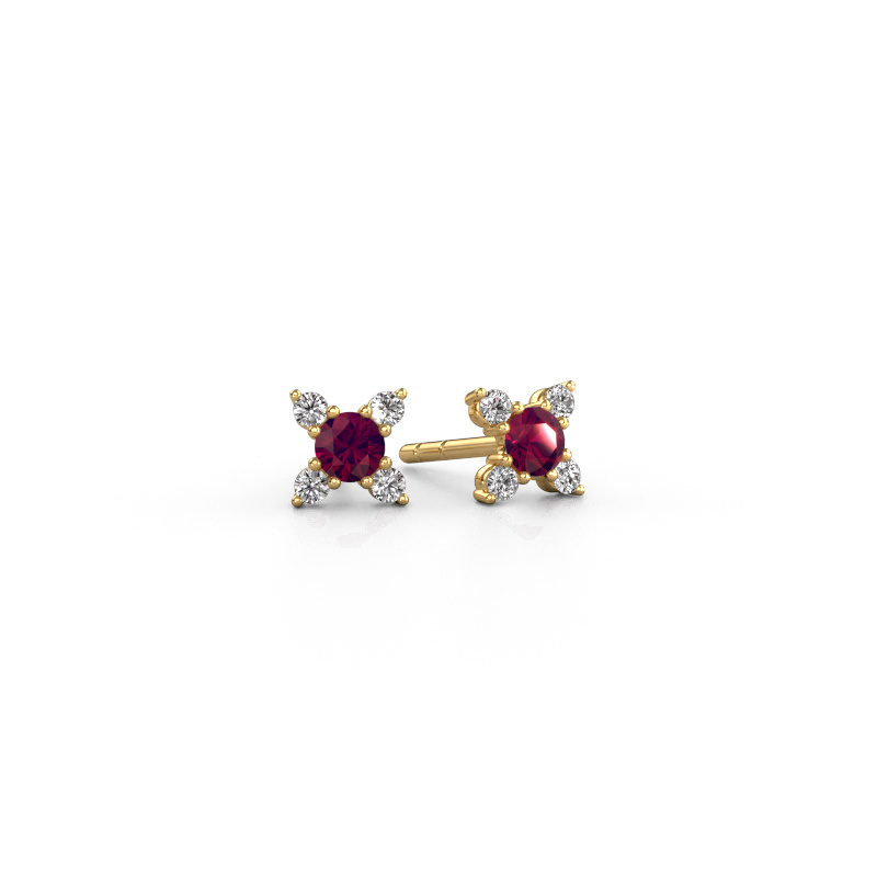 Image de Boucles d'oreilles Nina 585 or jaune Rhodolite 3 mm