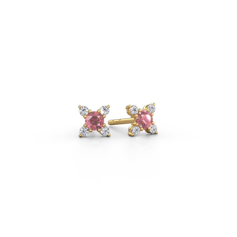 Image of Earrings Nina 585 gold Tourmaline pink 3 mm