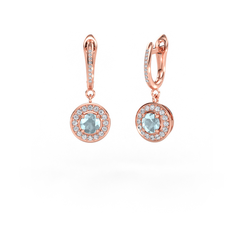 Afbeelding van Oorhangers Ninette 2 585 rosé goud Aquamarijn 5 mm