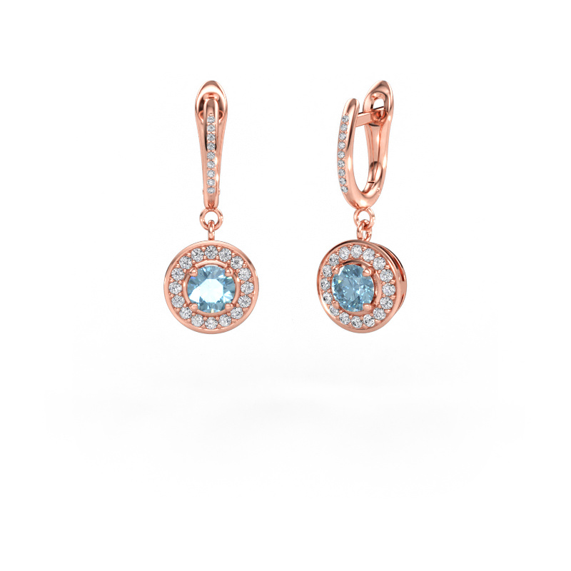 Immagine di Orecchini pendenti Ninette 2 585 oro rosa Diamante lab grown blu 5 mm